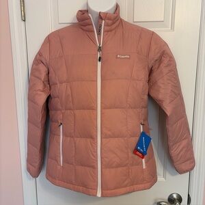 NWT Columbia Voodoo Falls 590 TurboDown II Jacket Womens Large Omni-Heat Pink
